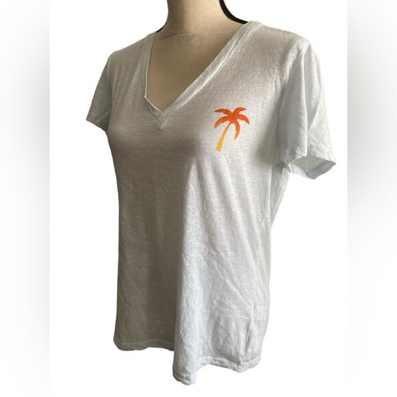Anthropologie Sundry tee palm tree pale blue XL - Picture 2 of 9